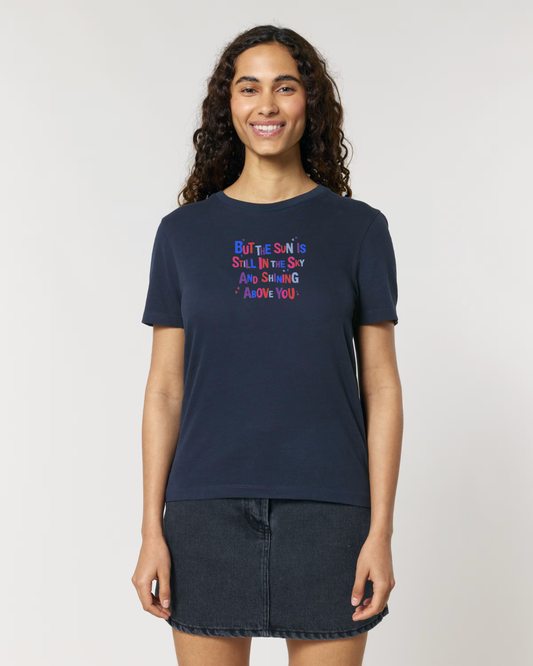 The Sun Is Still Shining Baby Tee Navy