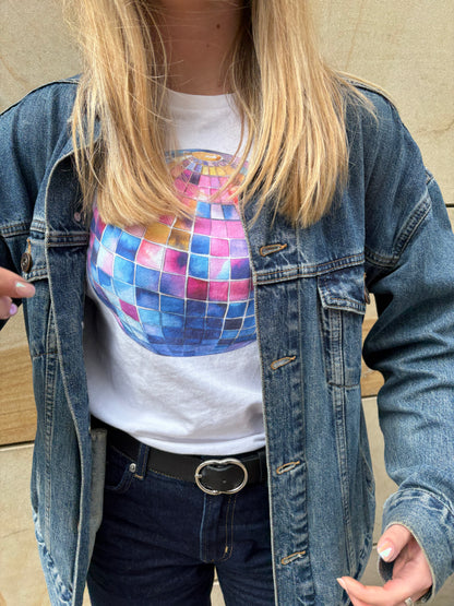 The Disco Ball White Baby Tee